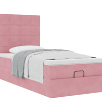 Ottoman-Bett mit Matratzen Rosa 90x200 cm Samt