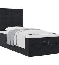 Ottoman-Bett mit Matratzen Schwarz 100x200 cm Samt