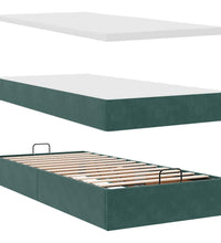 Ottoman-Bett mit Matratzen Dunkelgrün 100x200 cm Samt
