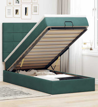 Ottoman-Bett mit Matratzen Dunkelgrün 100x200 cm Samt