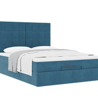 Ottoman-Bett mit Matratzen Dunkelblau 140x200 cm Samt