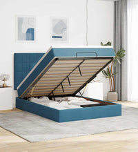 Ottoman-Bett mit Matratzen Dunkelblau 140x200 cm Samt