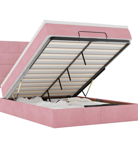 Ottoman-Bett mit Matratzen Rosa 140x200 cm Samt