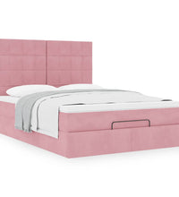 Ottoman-Bett mit Matratzen Rosa 140x200 cm Samt