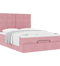 Ottoman-Bett mit Matratzen Rosa 140x200 cm Samt