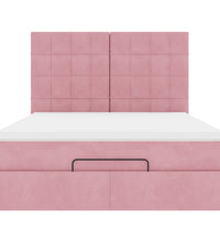 Ottoman-Bett mit Matratzen Rosa 140x200 cm Samt