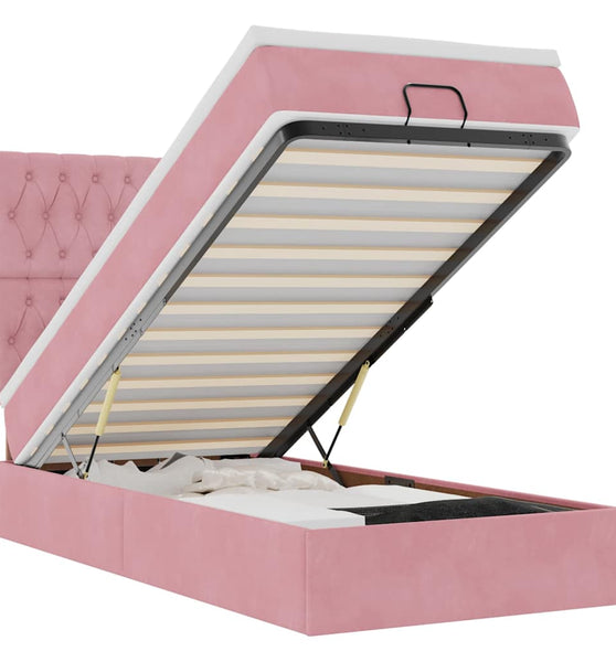 Ottoman-Bett mit Matratzen Rosa 80x200 cm Samt