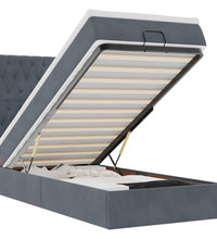 Ottoman-Bett mit Matratzen Dunkelgrau 90x190 cm Samt