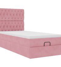 Ottoman-Bett mit Matratzen Rosa 90x190 cm Samt