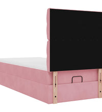Ottoman-Bett mit Matratzen Rosa 90x190 cm Samt