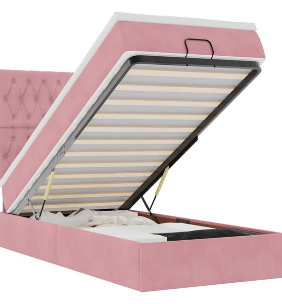 Ottoman-Bett mit Matratzen Rosa 90x200 cm Samt
