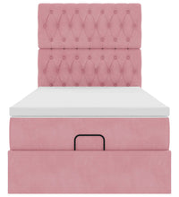 Ottoman-Bett mit Matratzen Rosa 90x200 cm Samt