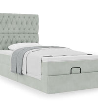 Ottoman-Bett mit Matratzen Hellgrau 100x200 cm Samt