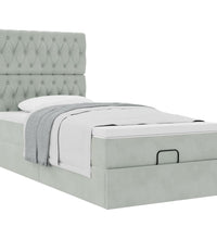 Ottoman-Bett mit Matratzen Hellgrau 100x200 cm Samt