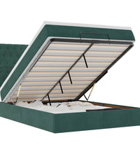 Ottoman-Bett mit Matratzen Dunkelgrün 140x200 cm Samt