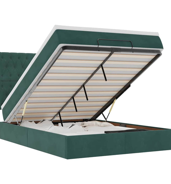 Ottoman-Bett mit Matratzen Dunkelgrün 140x200 cm Samt