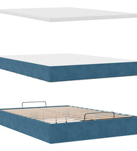 Ottoman-Bett mit Matratzen Dunkelblau 140x200 cm Samt
