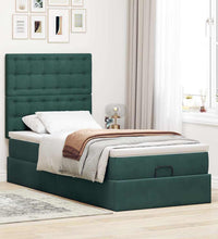 Ottoman-Bett mit Matratzen Dunkelgrün 80x200 cm Samt