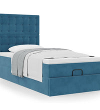Ottoman-Bett mit Matratzen Dunkelblau 80x200 cm Samt