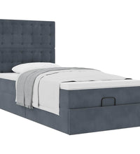 Ottoman-Bett mit Matratzen Dunkelgrau 90x190 cm Samt