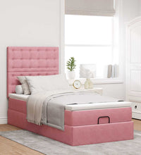 Ottoman-Bett mit Matratzen Rosa 90x190 cm Samt