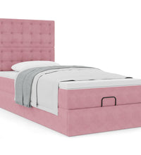 Ottoman-Bett mit Matratzen Rosa 90x190 cm Samt