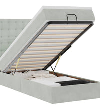 Ottoman-Bett mit Matratzen Hellgrau 90x200 cm Samt