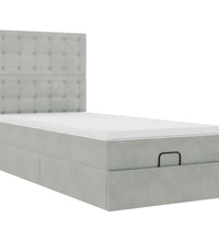Ottoman-Bett mit Matratzen Hellgrau 90x200 cm Samt