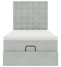 Ottoman-Bett mit Matratzen Hellgrau 90x200 cm Samt