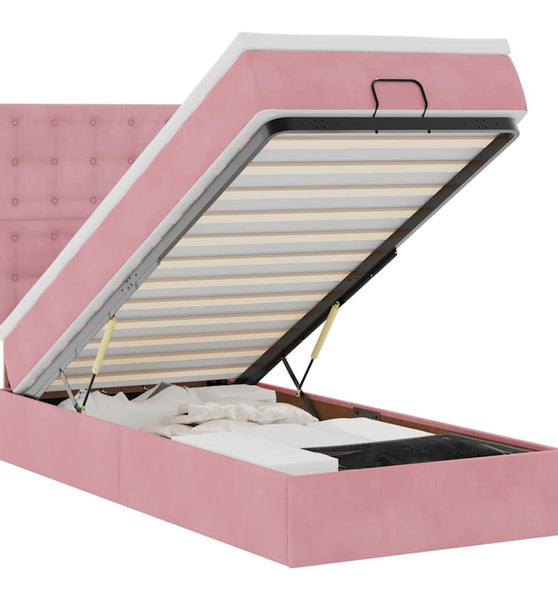 Ottoman-Bett mit Matratzen Rosa 90x200 cm Samt