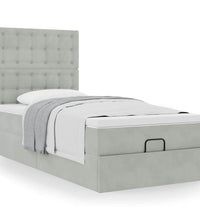 Ottoman-Bett mit Matratzen Hellgrau 100x200 cm Samt