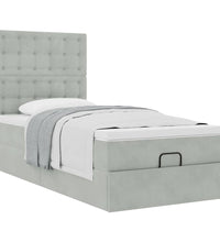 Ottoman-Bett mit Matratzen Hellgrau 100x200 cm Samt