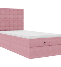 Ottoman-Bett mit Matratzen Rosa 100x200 cm Samt