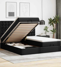Ottoman-Bett mit Matratzen Schwarz 160x200 cm Kunstleder
