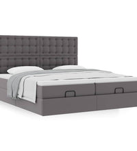 Ottoman-Bett mit Matratzen Grau 160x200 cm Kunstleder