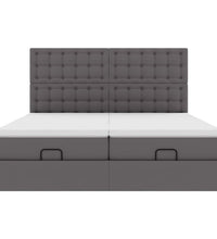 Ottoman-Bett mit Matratzen Grau 160x200 cm Kunstleder