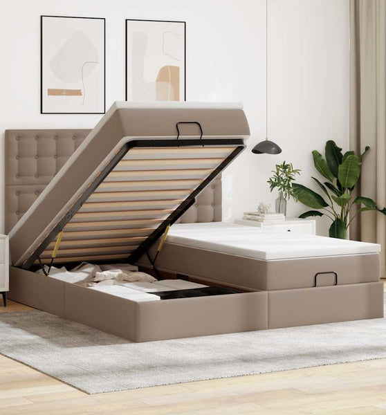 Ottoman-Bett mit Matratzen Cappuccino 160x200cm Kunstleder