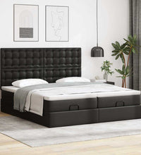 Ottoman-Bett mit Matratzen Schwarz 180x200 cm Kunstleder