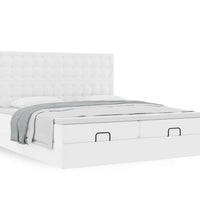 Ottoman-Bett mit Matratzen Reinweiß 180x200 cm Kunstleder