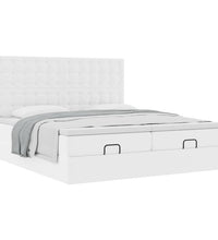 Ottoman-Bett mit Matratzen Reinweiß 180x200 cm Kunstleder