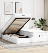 Ottoman-Bett mit Matratzen Reinweiß 180x200 cm Kunstleder