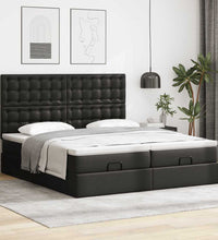 Ottoman-Bett mit Matratzen Schwarz 200x200 cm Kunstleder