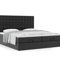 Ottoman-Bett mit Matratzen Schwarz 200x200 cm Kunstleder
