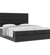 Ottoman-Bett mit Matratzen Schwarz 200x200 cm Kunstleder