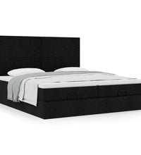 Ottoman-Bett mit Matratzen Schwarz 160x200 cm Stoff