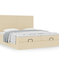 Ottoman-Bett mit Matratzen Creme 160x200 cm Stoff