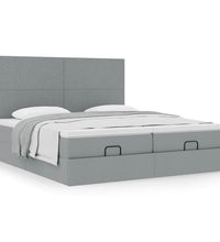 Ottoman-Bett mit Matratzen Hellgrau 180x200 cm Stoff