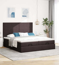 Ottoman-Bett mit Matratzen Dunkelbraun 180x200 cm Stoff
