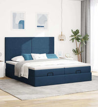 Ottoman-Bett mit Matratzen Blau 180x200 cm Stoff