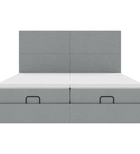 Ottoman-Bett mit Matratzen Hellgrau 200x200 cm Stoff